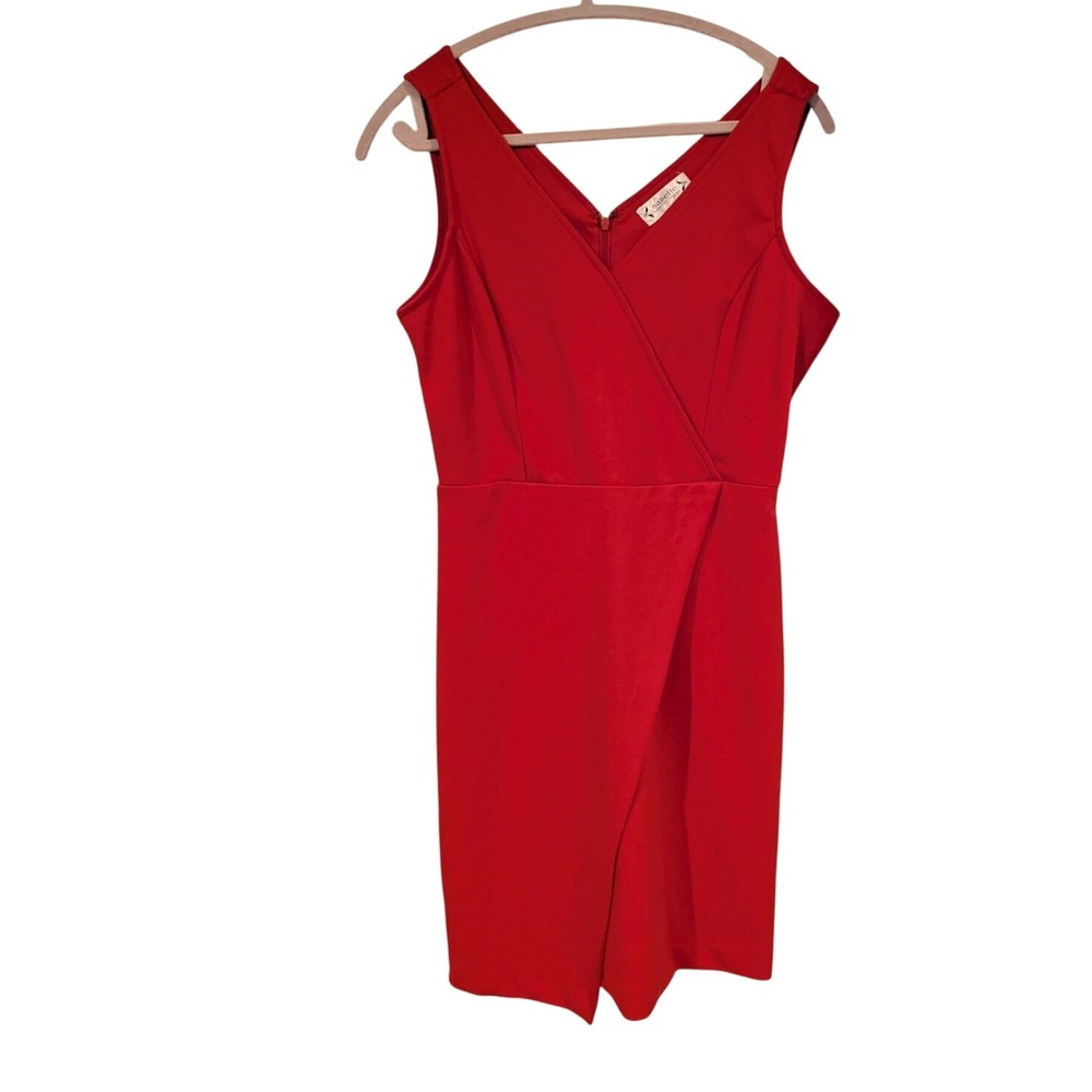 Nanette Lepore Red Sleeveless V-Neck Faux Wrap Dress Date‎ Night